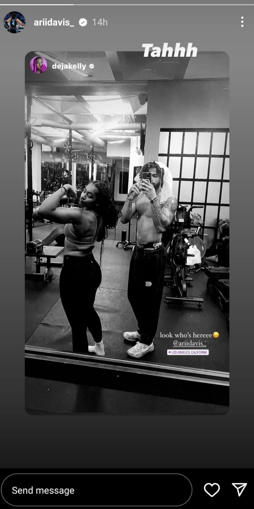 In the photo: RJ and Deja Kelly are in the California gym together. (Credit: Instagram/ RJ Davis)