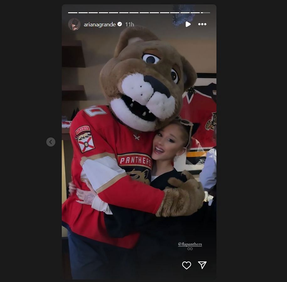 Ariana Grande shared a hug with the Panthers&#039; mascot