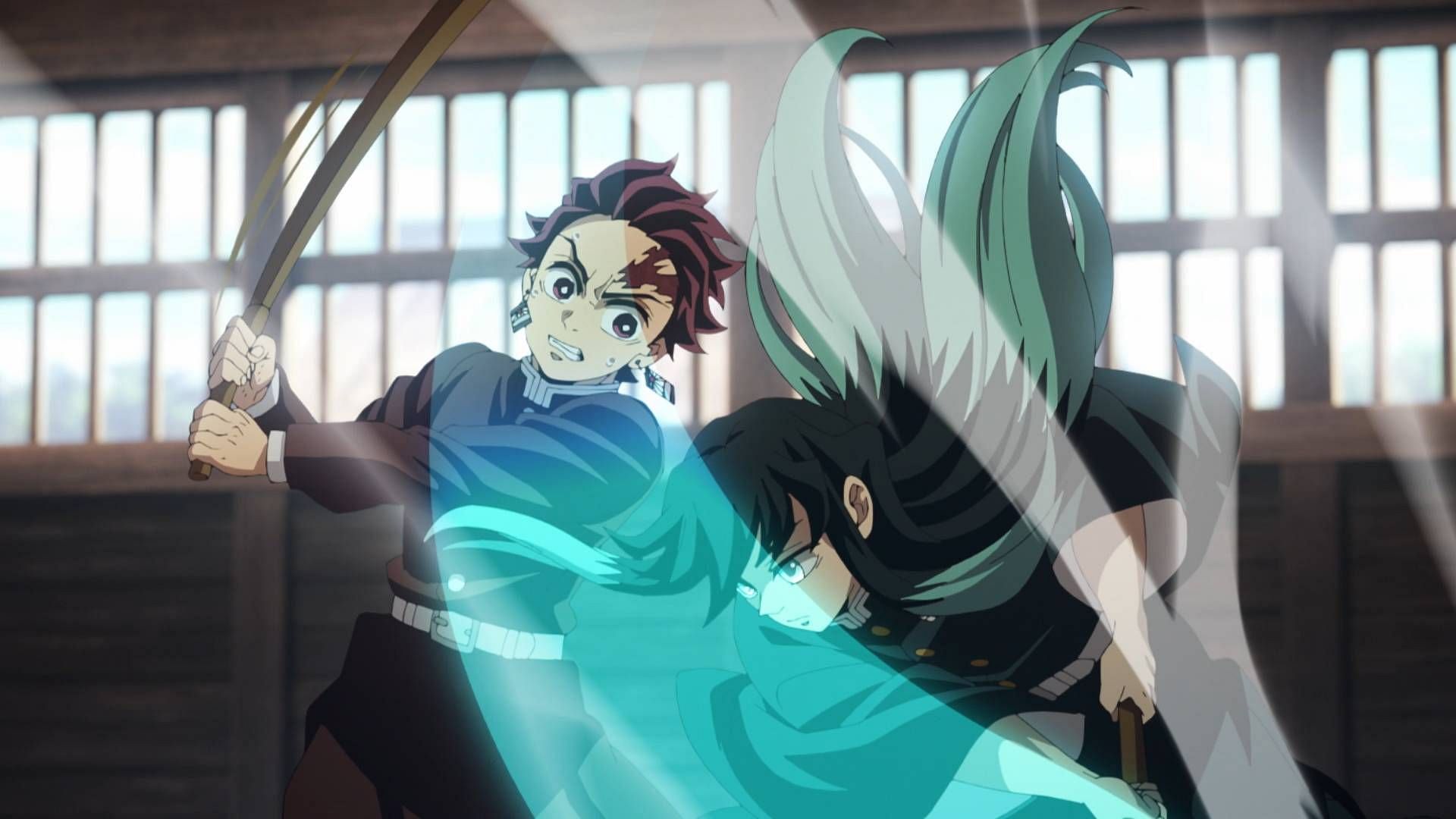 Tanjiro and Tokito&#039;s duel (Image via Ufotable)