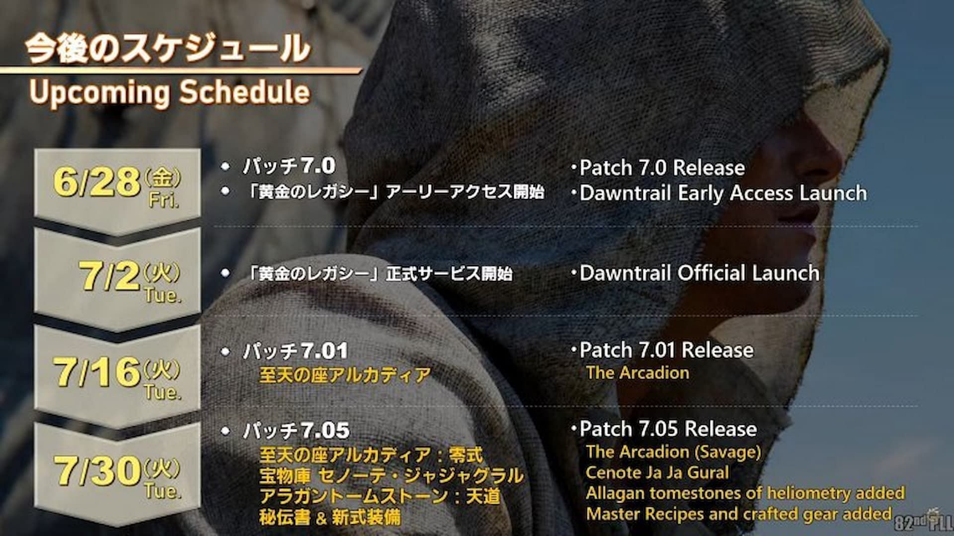 The confirmed patch schedule for Final Fantasy 14 Dawntrail (Image via Square Enix)