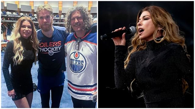 Shania Twain met the Edmonton Oilers players postgame