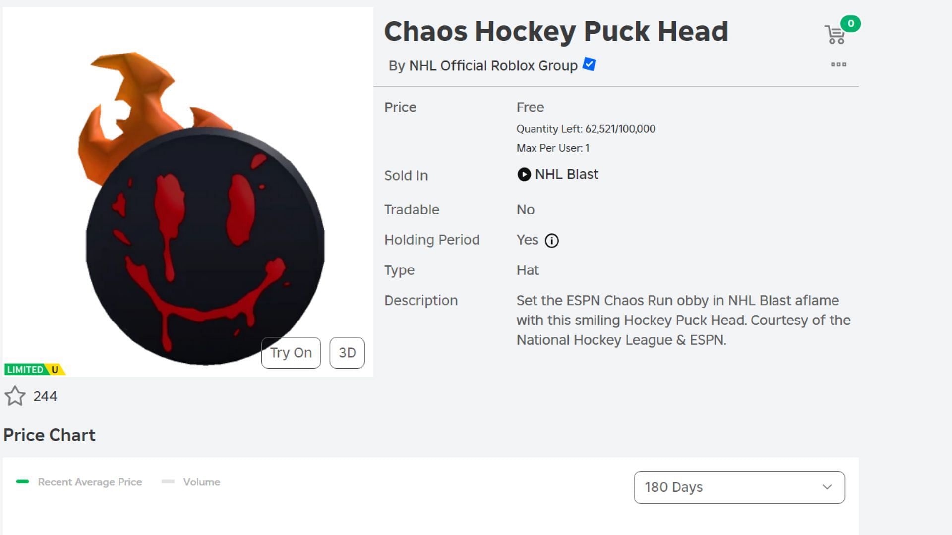 The Chaos Hockey Puck headpiece (Image via Roblox Marketplace)