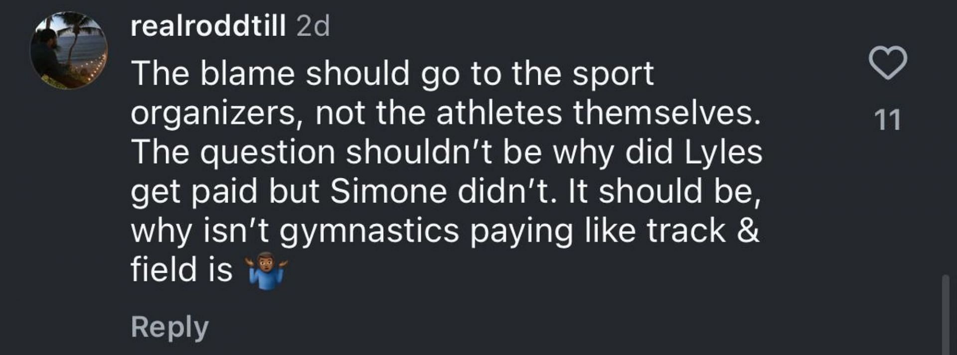 Fan comment on pay disparity; Instagram - @frontofficesports