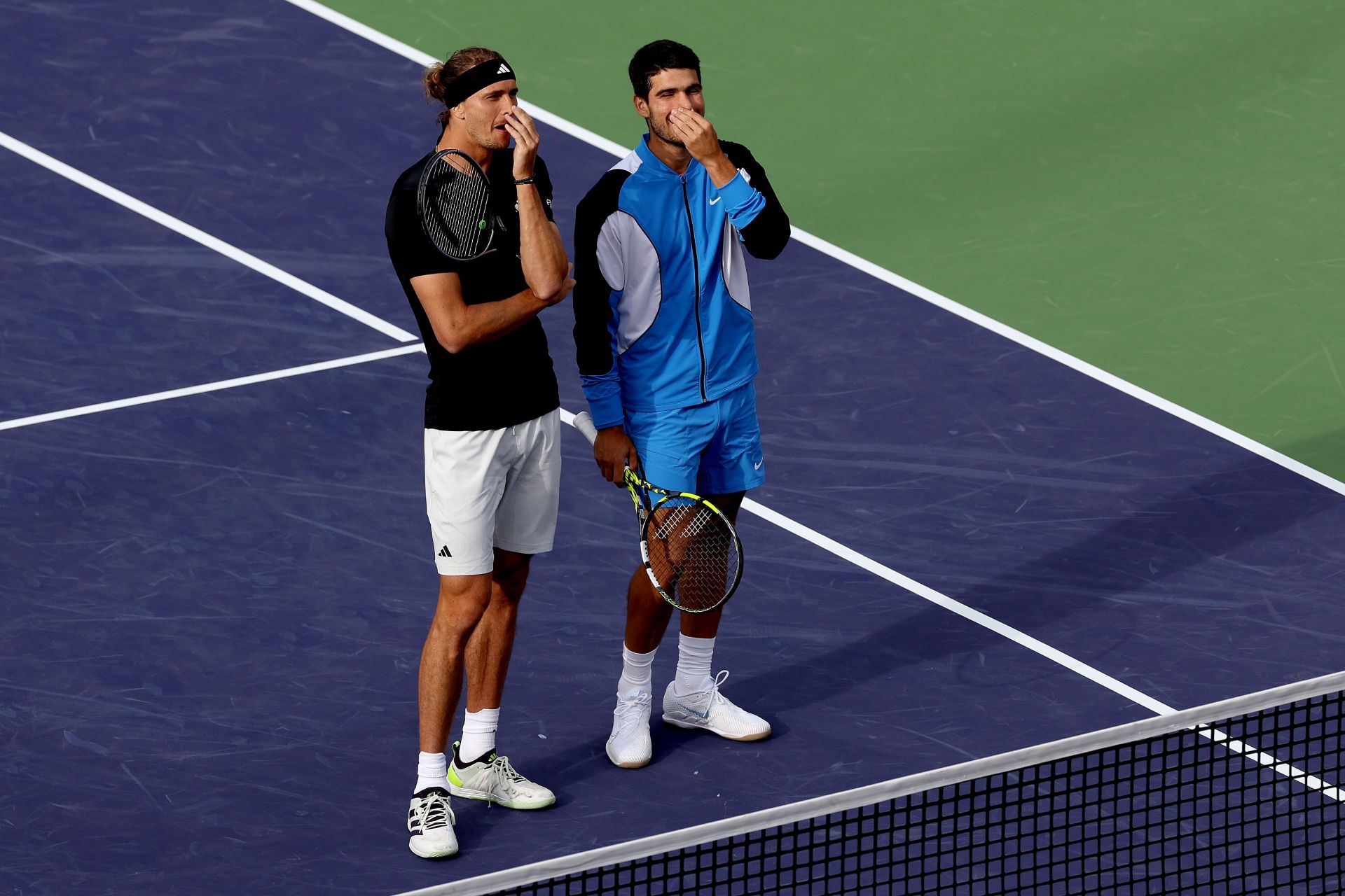 Alexander Zverev and Carlos Alcaraz at the 2024 Indian Wells Masters