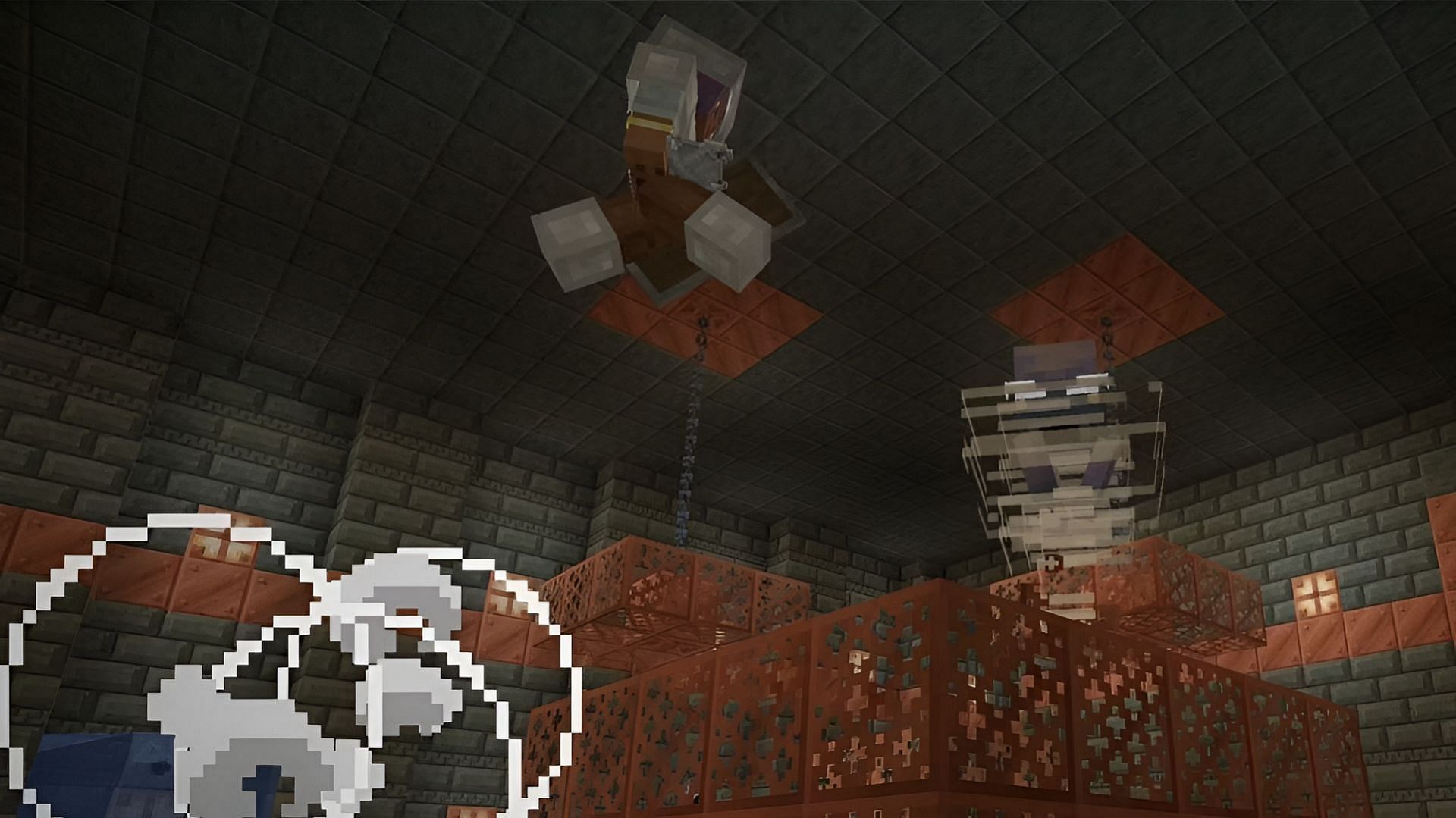 Wind charges can propel players to great heights or push back enemies (Image via Mojang)