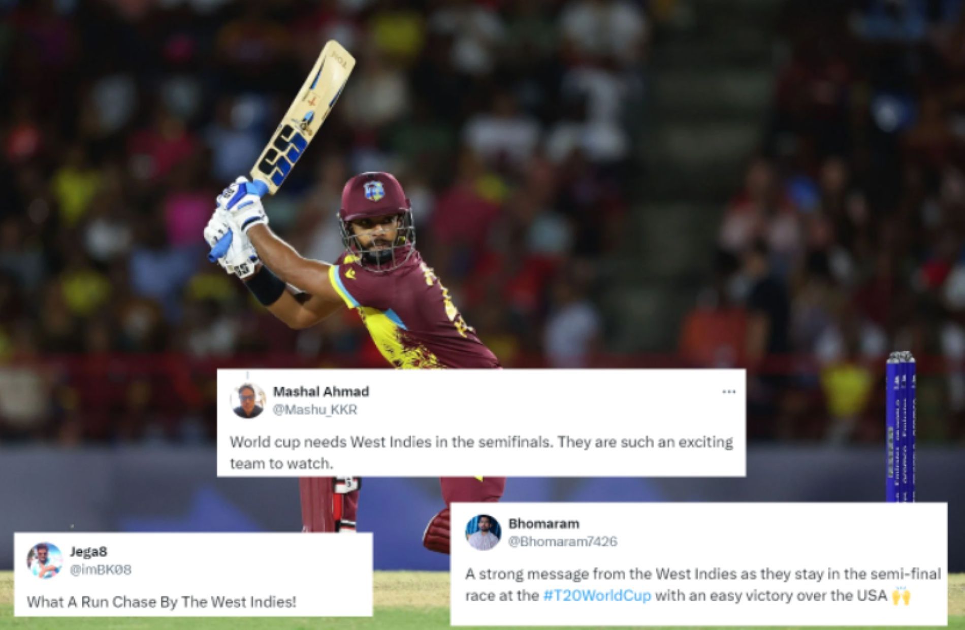 "World Cup needs West Indies in the semifinals" - Fans hail Rovman Powell's side for resounding win over USA in 2024 T20 World Cup Super 8