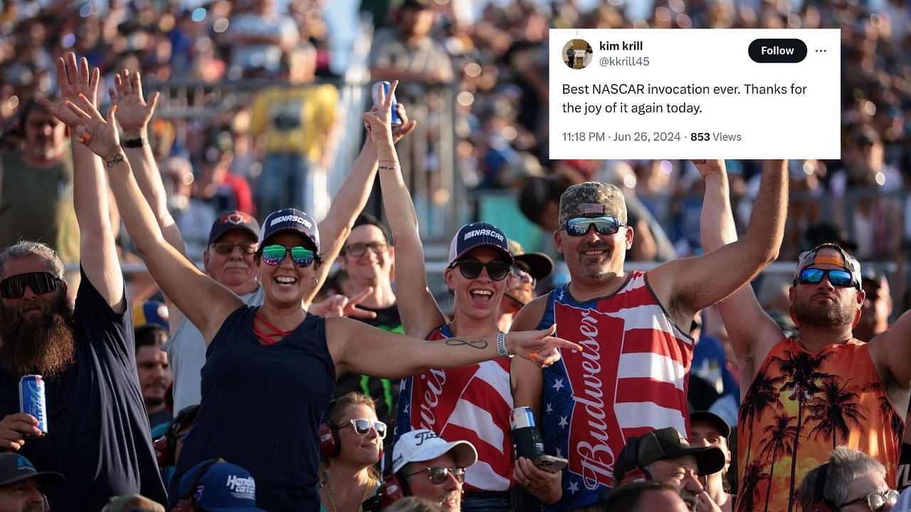 NASCAR fans cheering from the grandstands