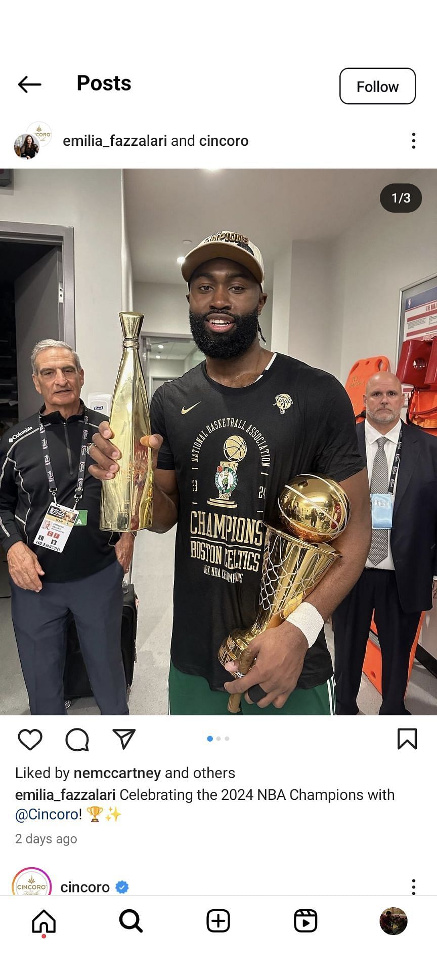 Emilia Fazzalari shared the pictures of Celtics players with Cincoro