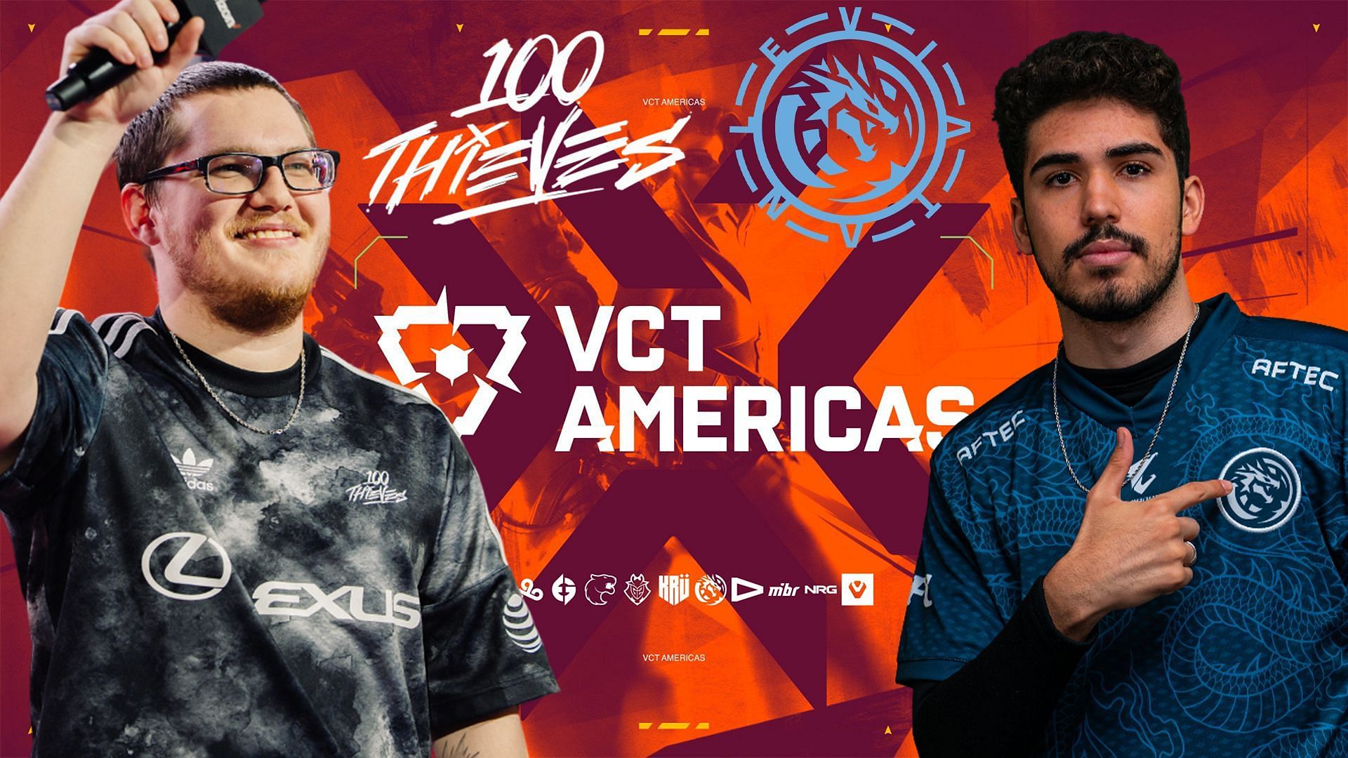 100 Thieves vs Leviat&aacute;n - VCT Americas 2024 Stage 2: Predictions, where to watch, and more (Image via 100 Thieves, Leviat&aacute;n, Riot Games)
