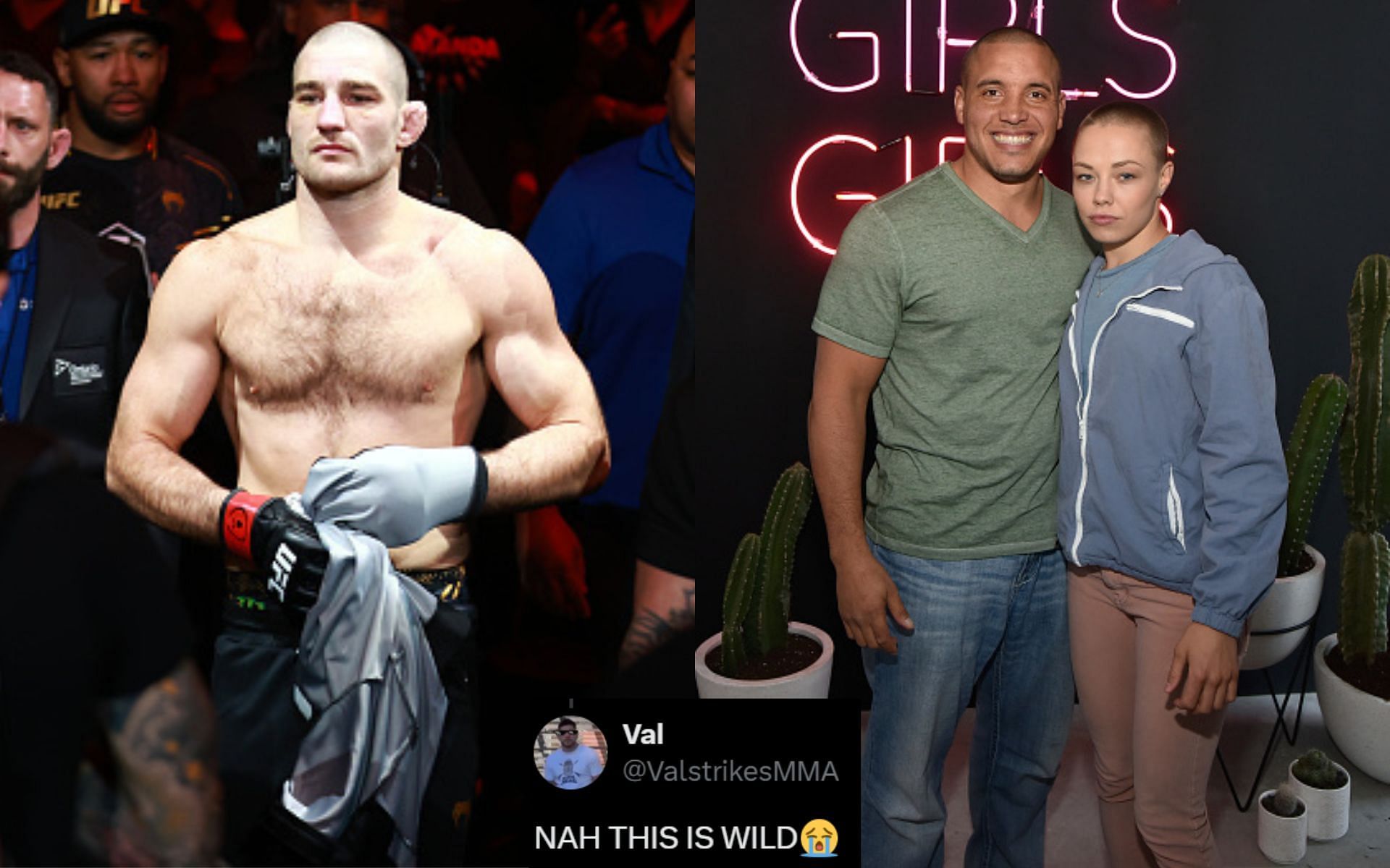 Sean Strickland (left) calls out the relationship of Pat Berry and Rose Namajunas (right) [Image credits: Getty Images]