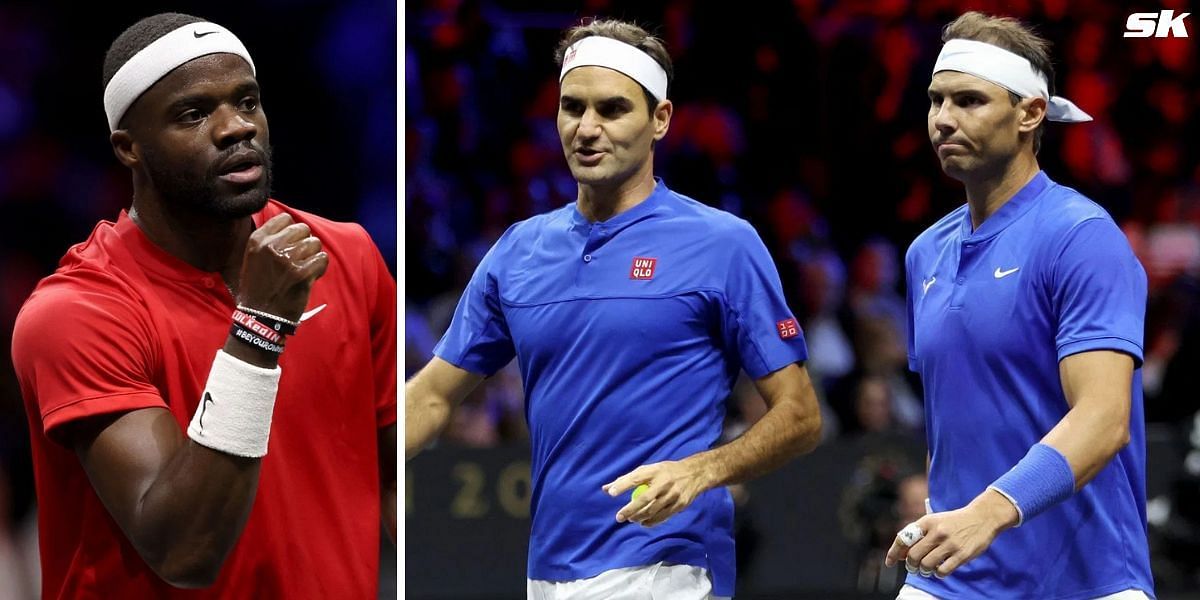 Frances Tiafoe (L), Roger Federer, and Rafael Nadal (R). (Photos: Getty)