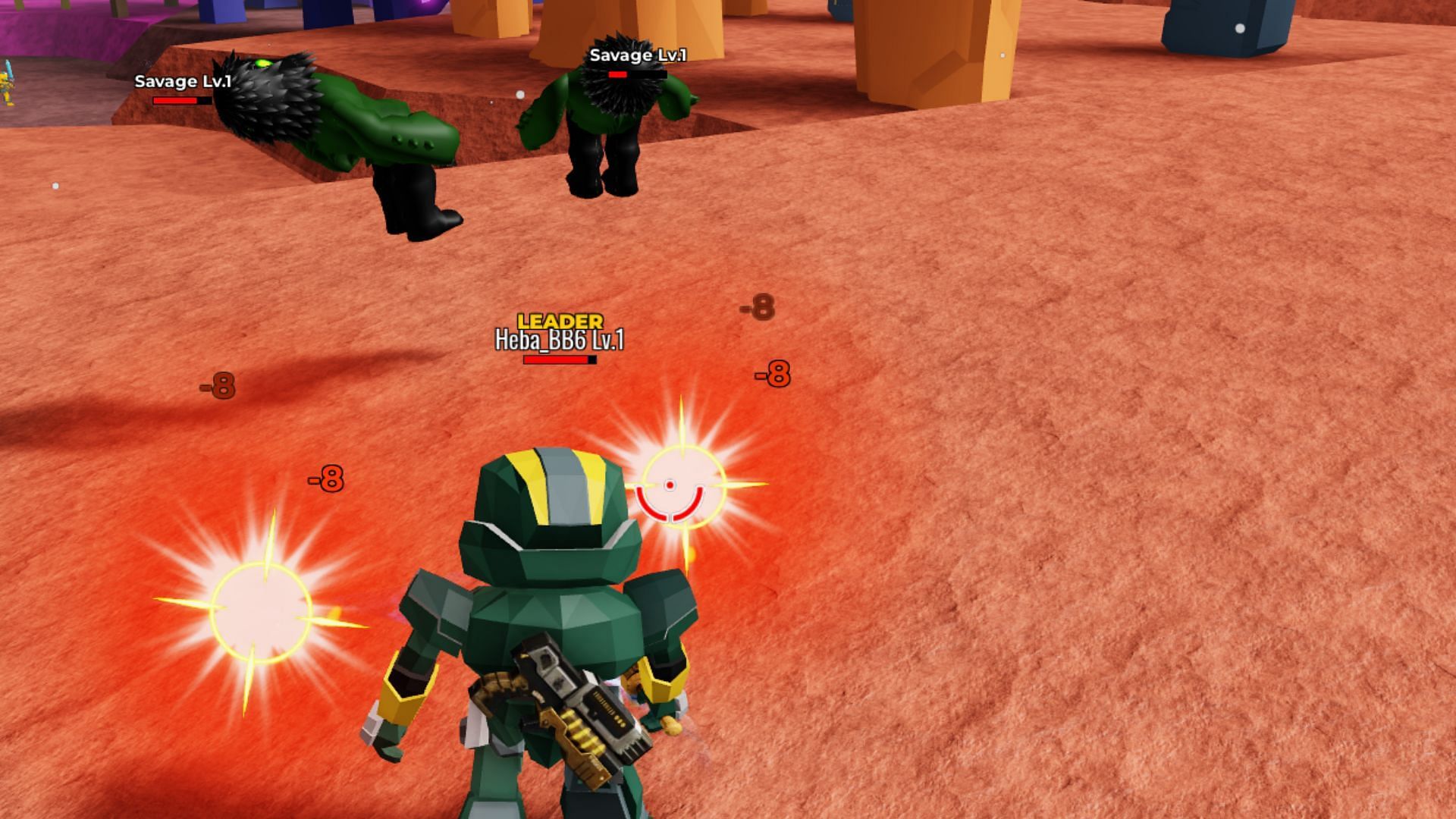 Easily kill savages in Mech Smash (Image via Roblox)