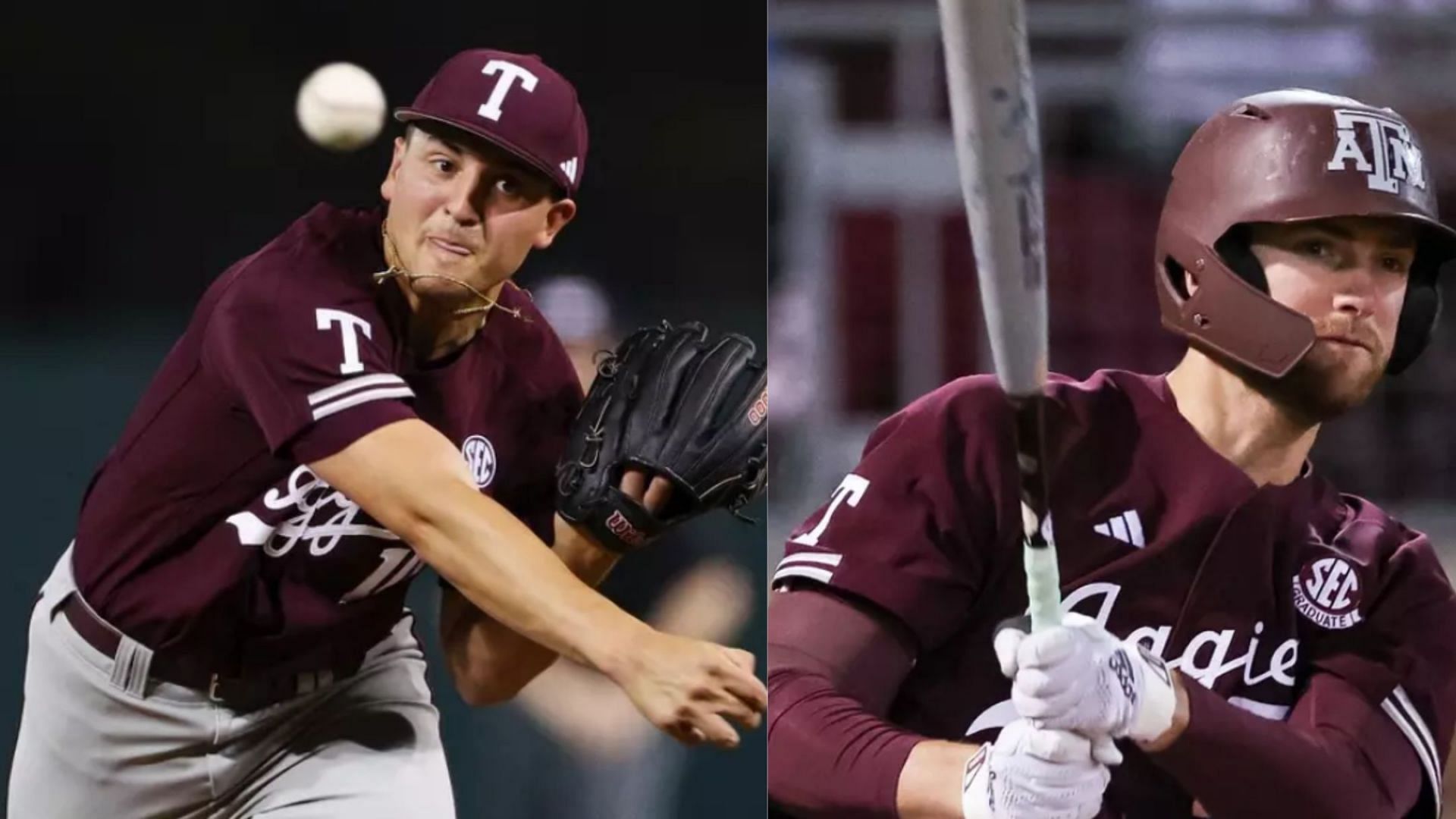 Chris Cortez and Hayden Schott played vital roles in helping Texas A&amp;M gain a 1-0 edge in its super regional series against Oregon. (Image Sources: Chris Cortez - https://12thman.com/sports/baseball/roster/chris-cortez/11818; Hayden Schott - https://12thman.com/sports/baseball/roster/hayden-schott/12460)