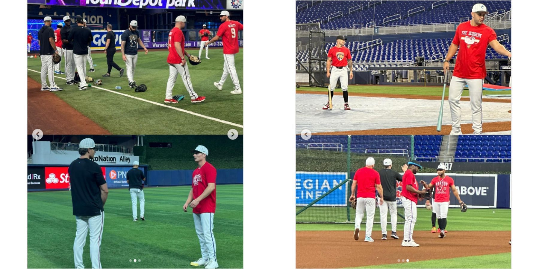 Miami players sport Florida Panthers gear in practice (Image from B/R walk-off, h/t Christina De Nicola)