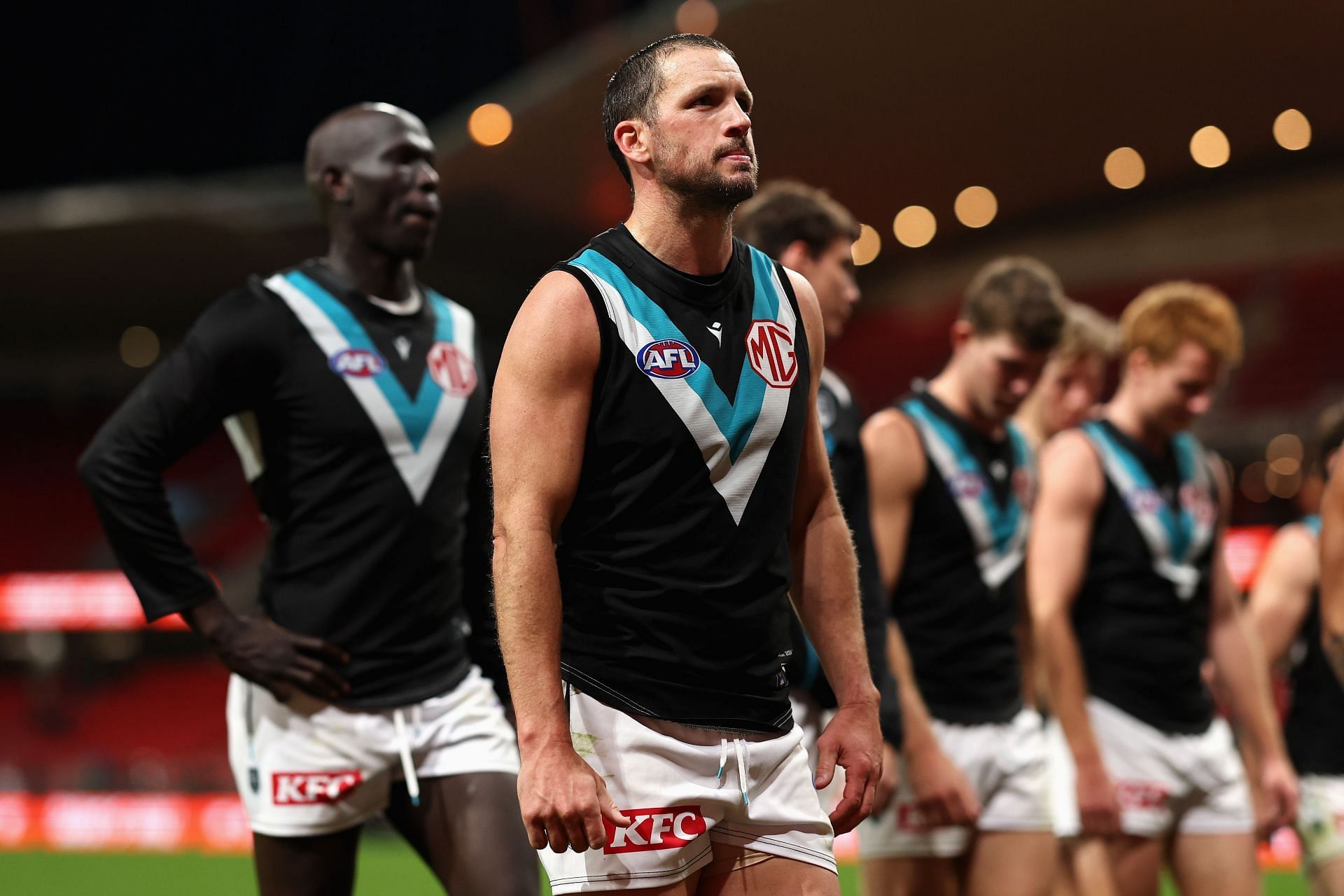 AFL Rd 14 - Port Adelaide look dejected after loss to GWS (Getty)