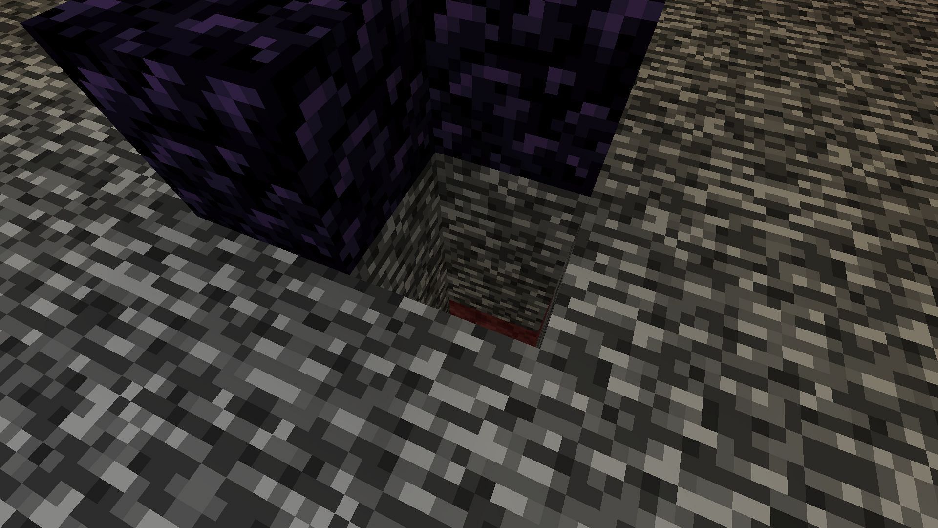 The hole made in the bedrock layer (Image via Mojang)