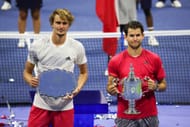 Alexander Zverev (L) and Dominic Thiem pictured at the 2020 US Open