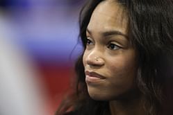WATCH: Shilese Jones' mother tears up at the world champion's uneven bars performance despite injury during vault warmup
