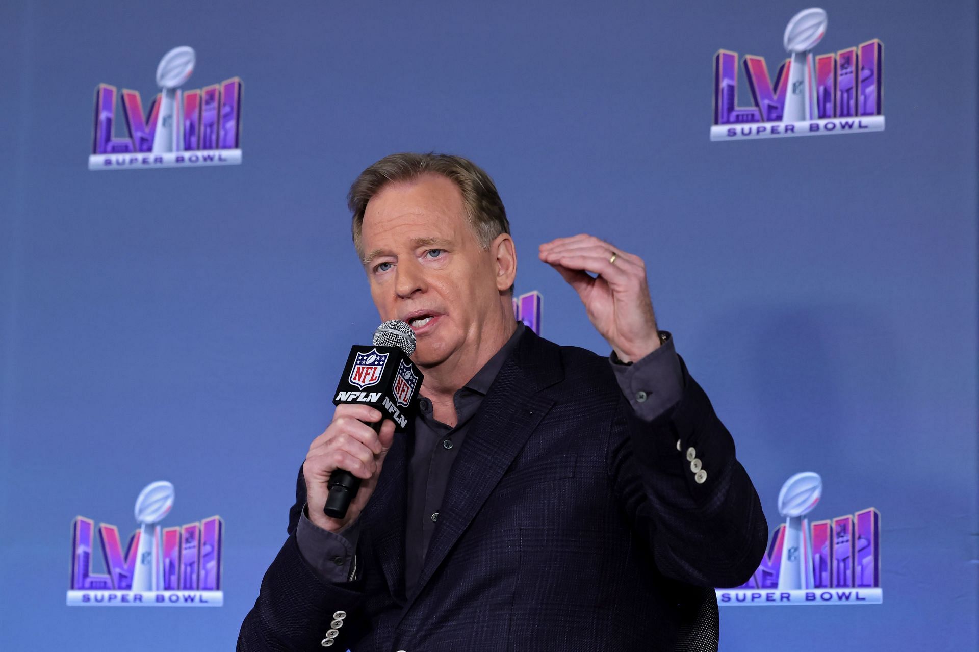 Super Bowl LVIII - NFL Commissioner Roger Goodell Press Conference