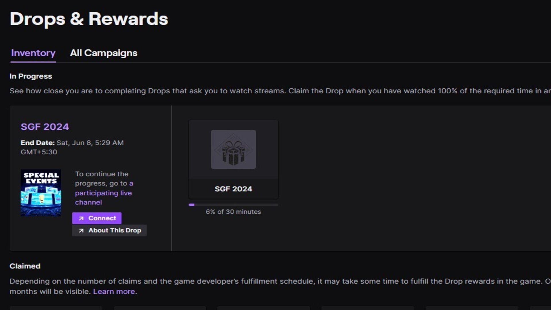 You need to watch for 30 minutes to get the 2024 Summer Game Fest Twitch drop (Image via Twitch)