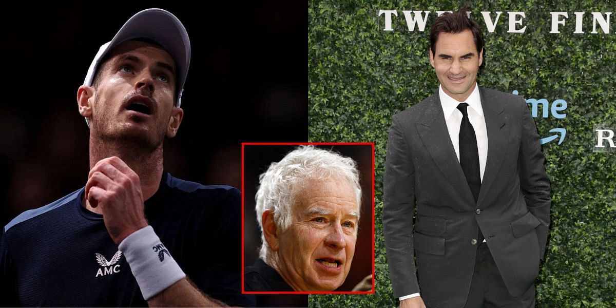 Andy Murray (L) John McEnroe (inset) Roger Federer (R) (Source: GETTY)