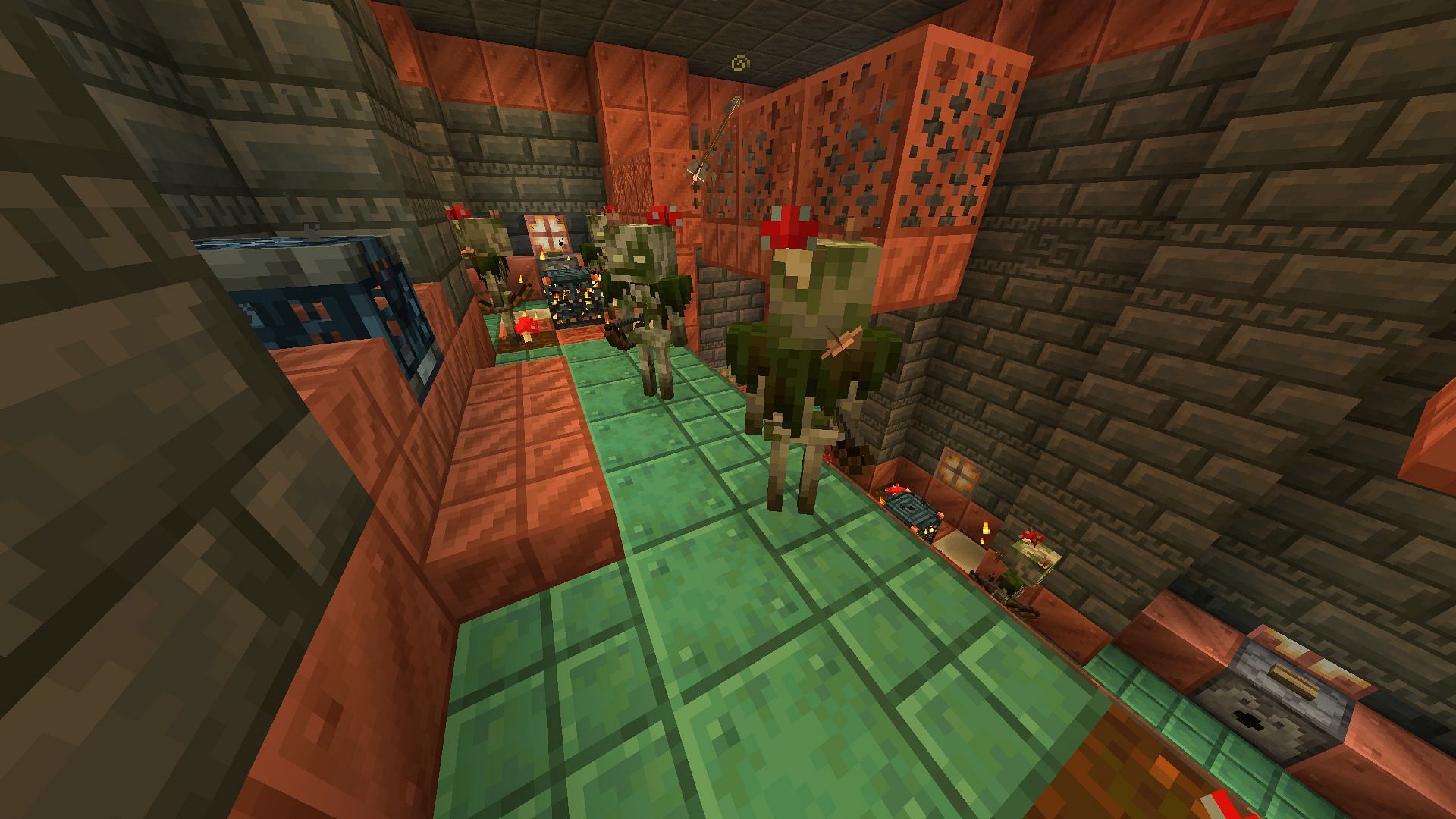 Multiple bogged spawning in Minecraft 1.21&#039;s trial chambers (Image via Mojang)