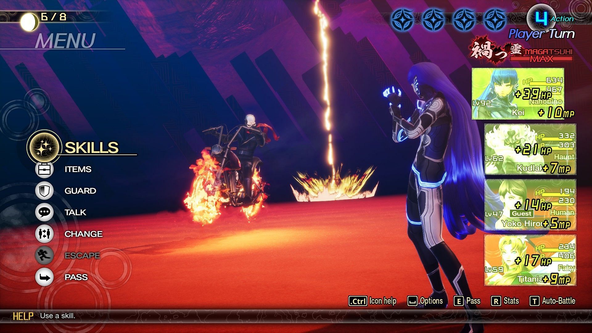 Battling Hell Biker in Shin Megami Tensei 5 Vengeance (Image via Atlus)