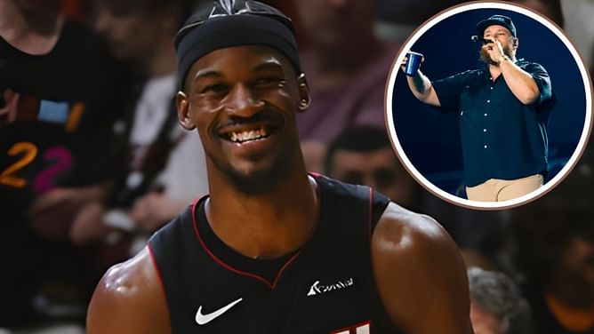 In Photos: Jimmy Butler attends Luke Combs concert at SoFi Stadium and shotguns a beer