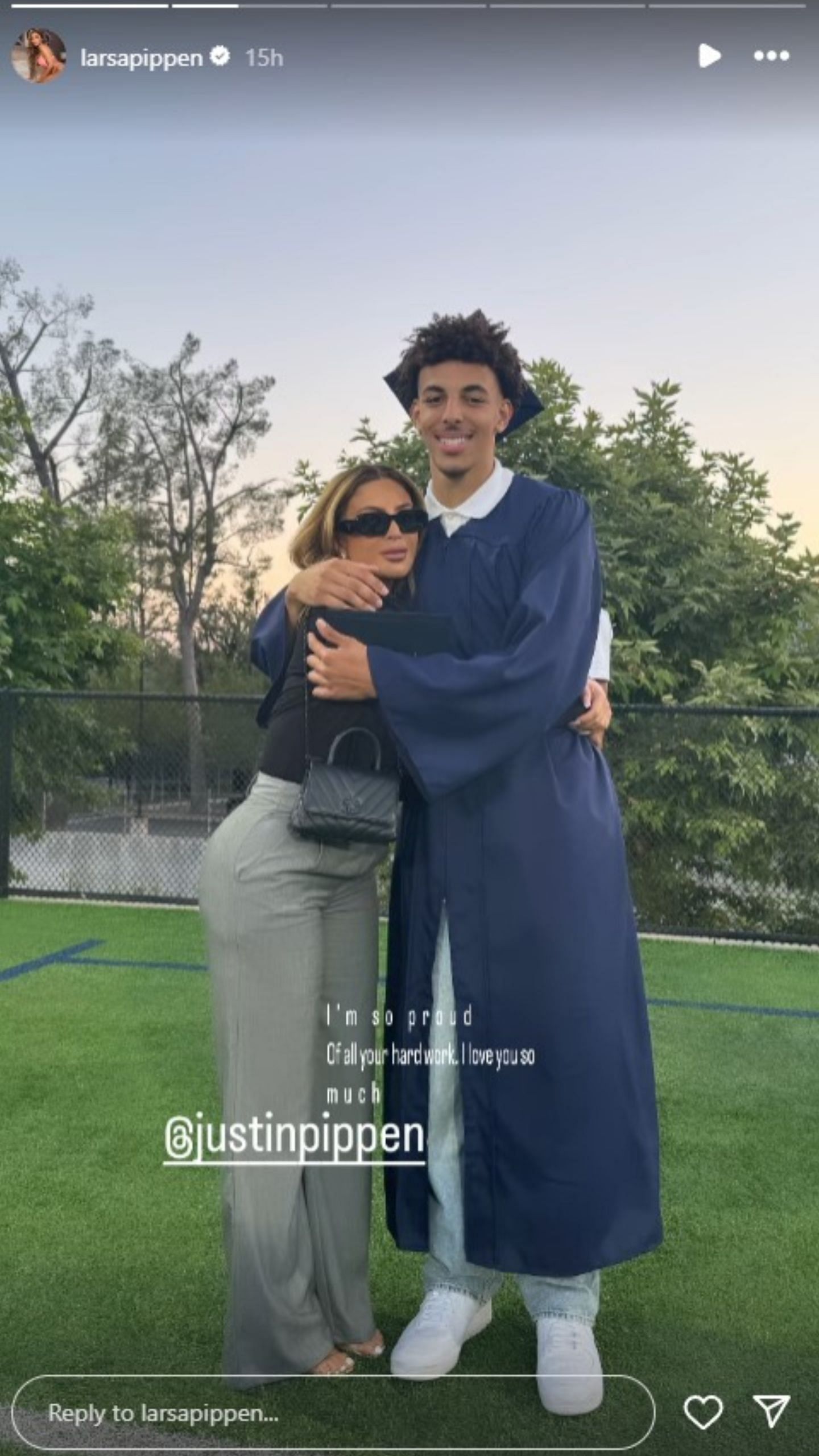 Larsa hugging her son, Justin