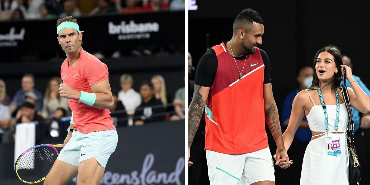 Rafael Nadal (L) and Nick Kyrgios  with Costeen Hatzi: ( Source: Getty Image)