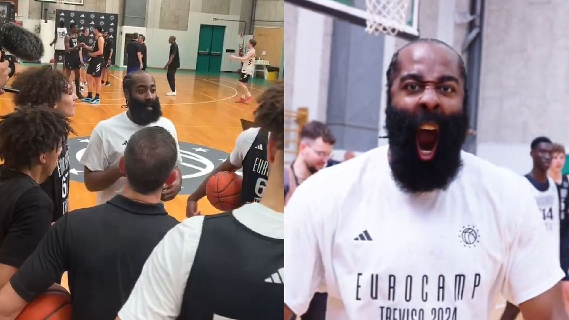 James Harden lights up Adidas Eurocamp in Italy (Screenshots from HoopsHype and Swish Cultures on X)