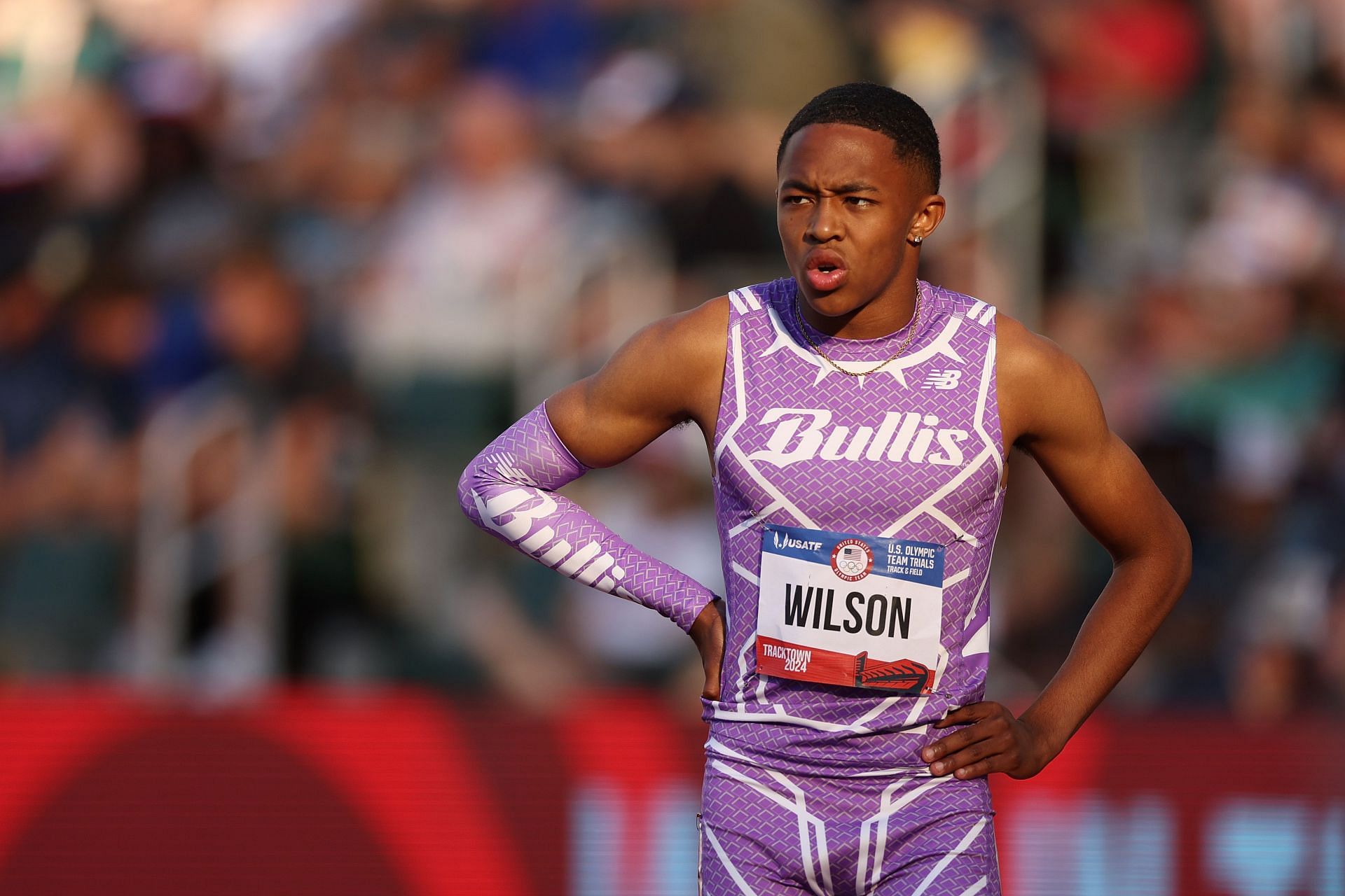 Quincy Wilson in the men&#039;s 400-meter semi-final at 2024 U.S. Olympic Team Trials Track &amp; Field. (Photo by Christian Petersen/Getty Images)