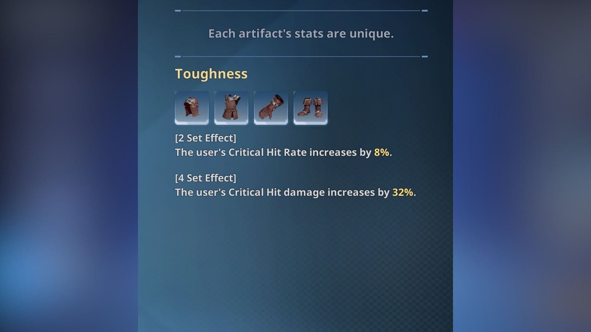 Toughness body set&#039;s effects in Solo Leveling Arise. (Image via Netmarble)