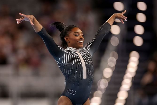 "Simone Biles is the Real Gymnastics GOAT"- Fans react after the American leads the women's all-around at the U.S. Gymnastics Championships