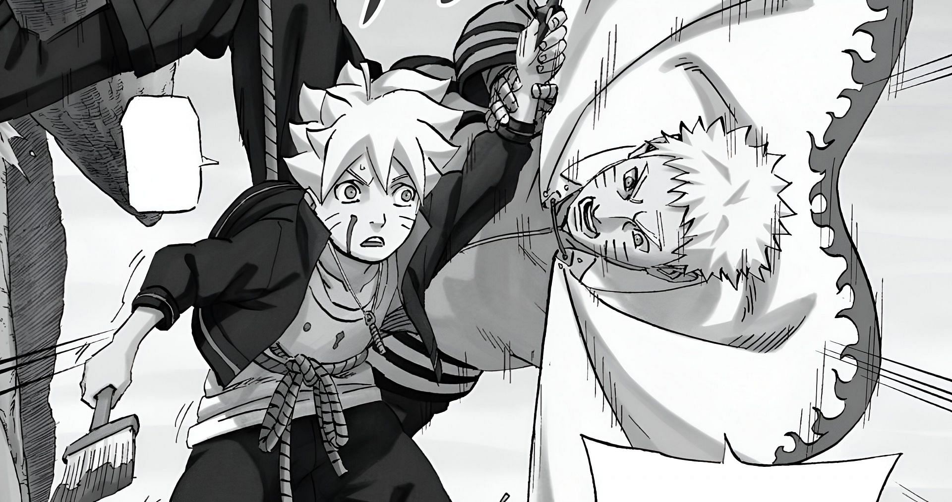 Boruto and Naruto as seen in the Naruto manga (Image via Shueisha)