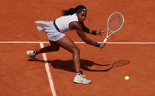 Coco Gauff in action at the French Open