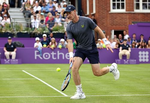 Andy Murray in action ahead of the 2024 cinch Championships