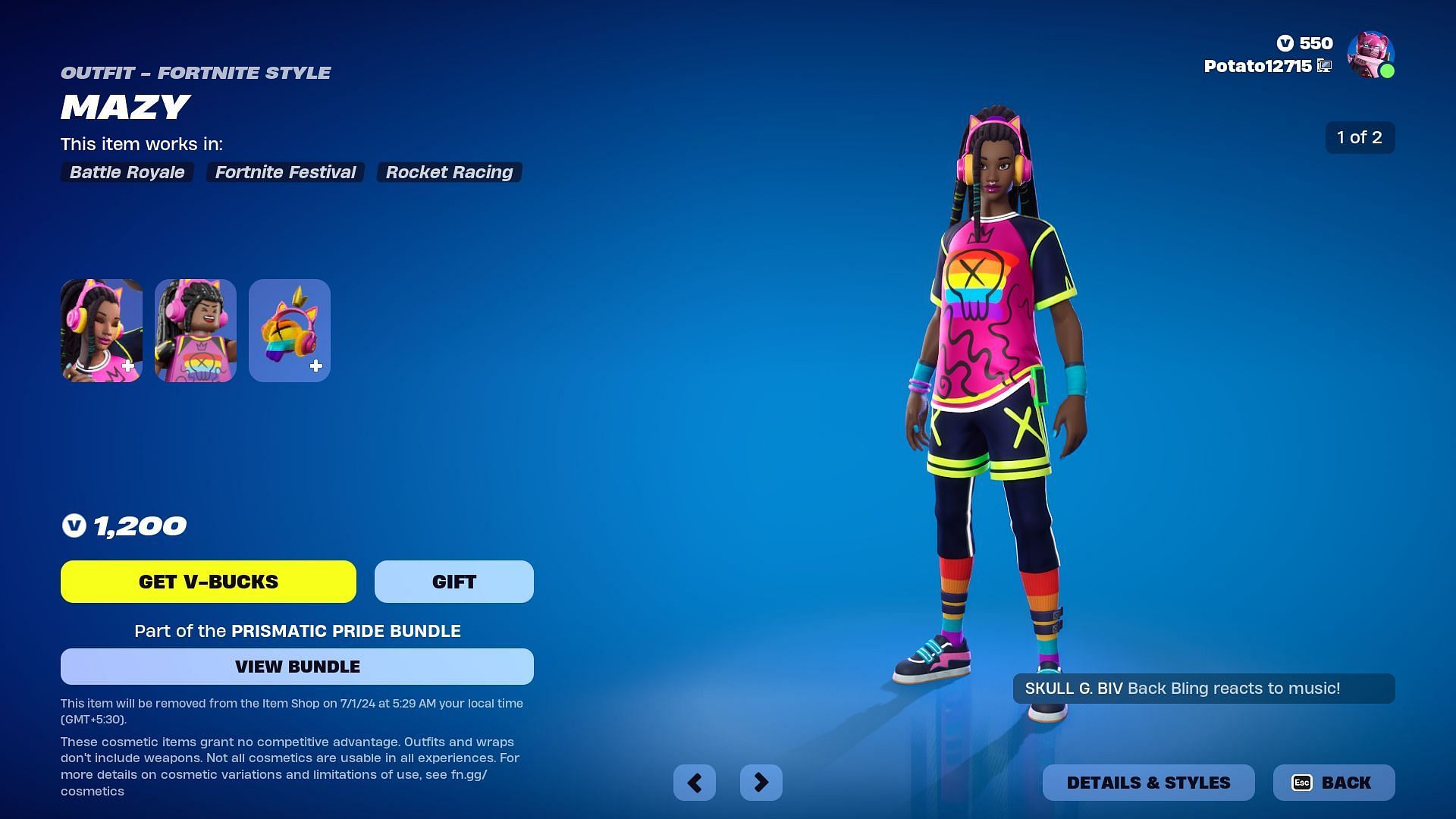 You can purchase the Mazy skin separately in Fortnite (Image via Epic Games)