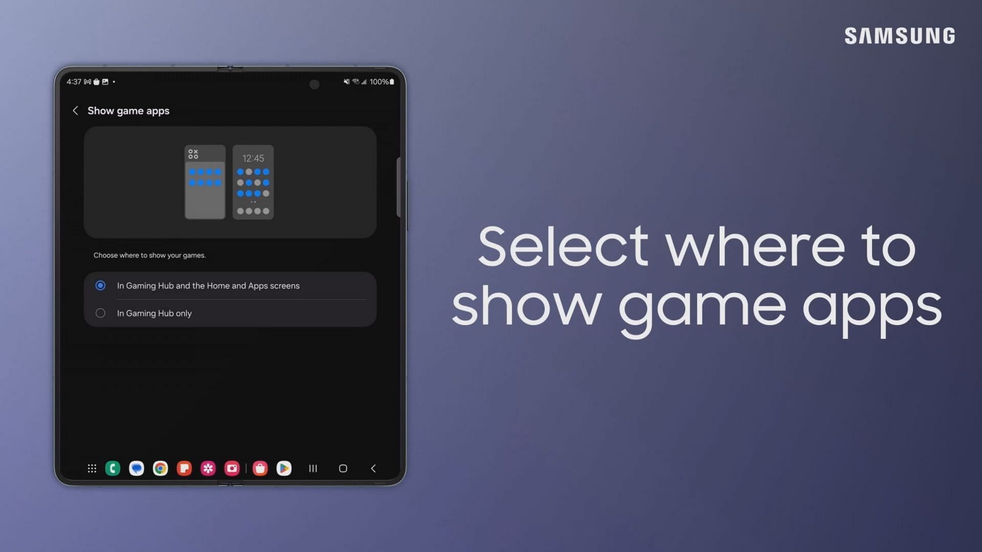 Move game icons from the app drawer to inside Gaming Hub (Image via @Samsung Care/YouTube)