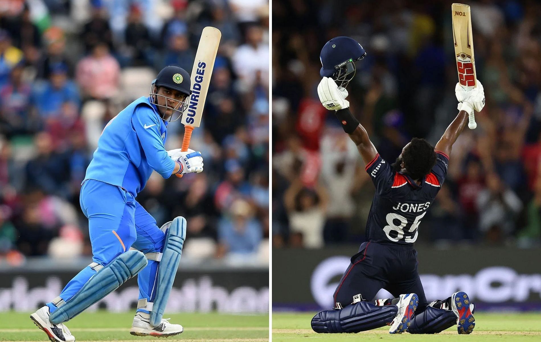 MS Dhoni (L) and Aaron Jones. (Pics: Getty)