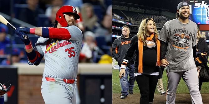 PHOTO: Brandon Crawford's wife Jalynne celebrates husband's first home run for Cardinals