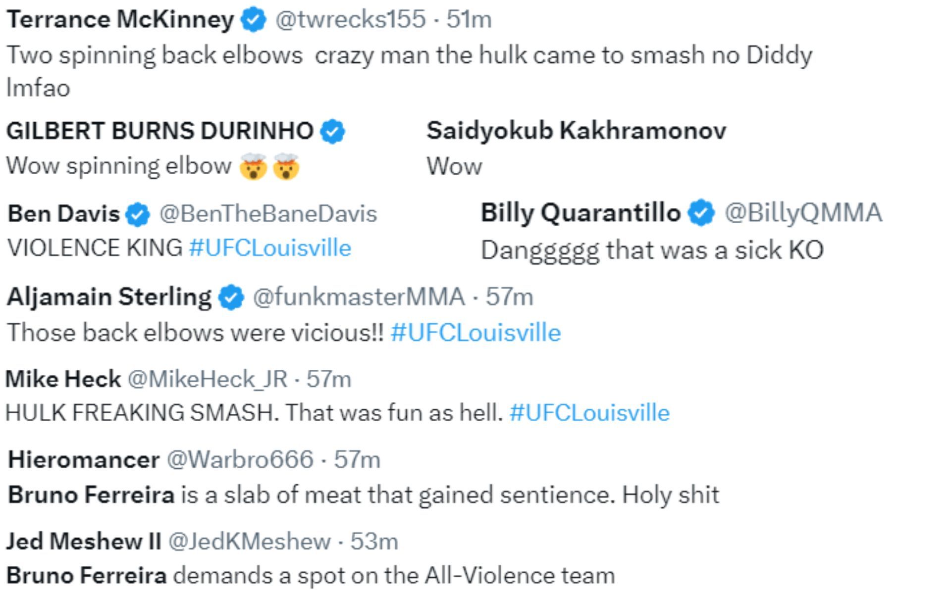 Reactions to Bruno Ferreira&#039;s knockout win