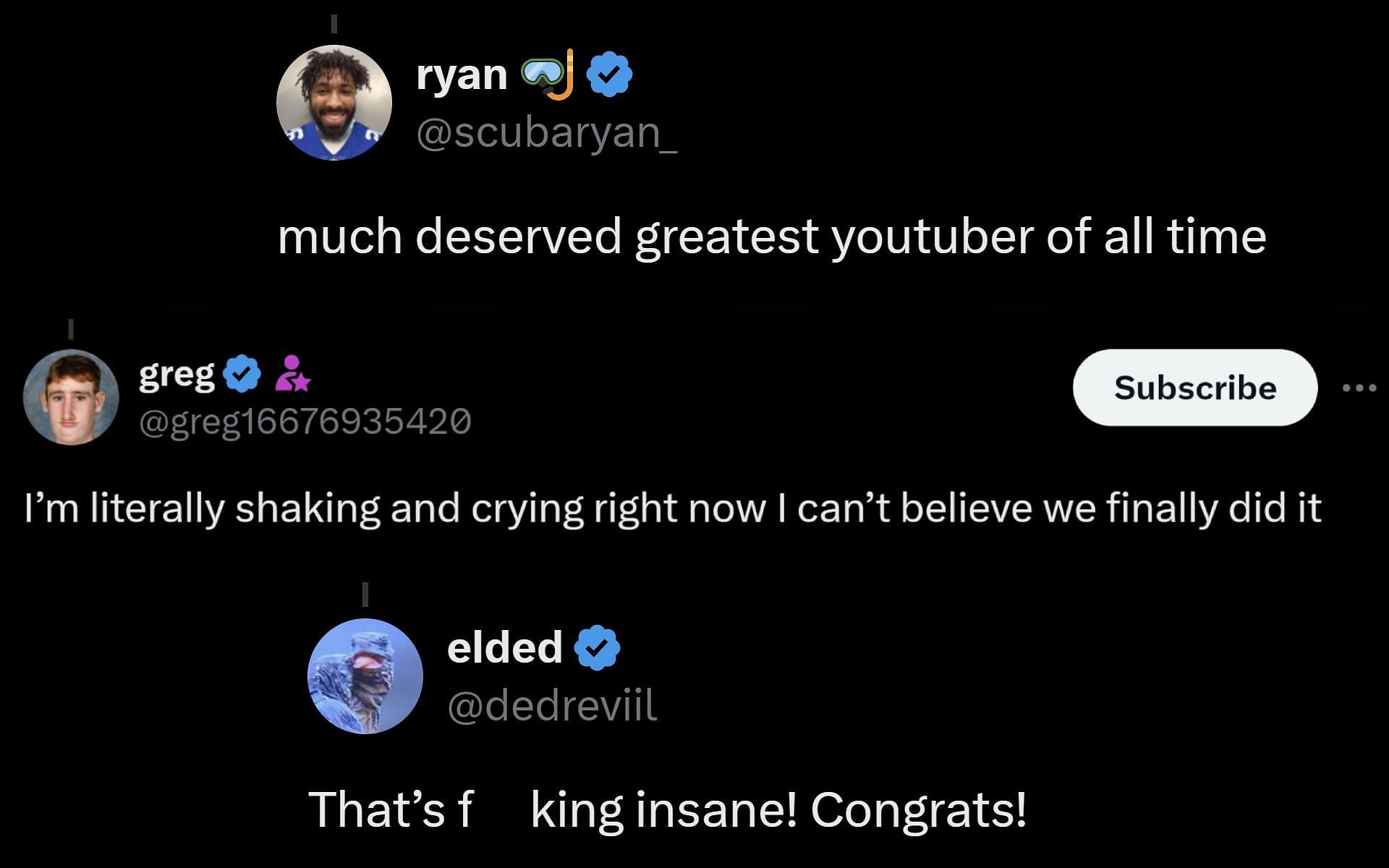 Netizens on X comment on the YouTuber surpassing T-Series to become number one on the platform (Image via X)
