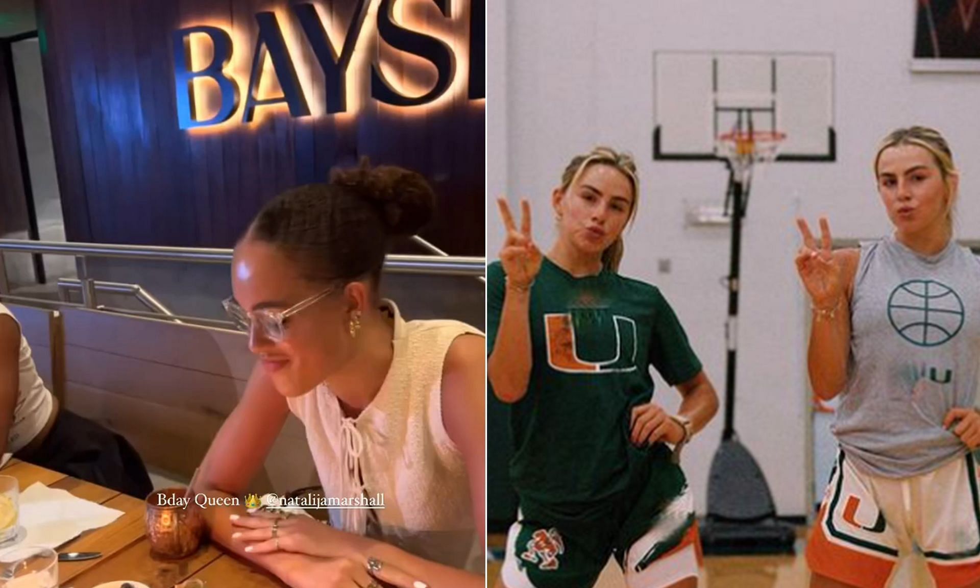 Cavinder twins help Miami teammate Natalija Marshall celebrate birthday at Bayshore Club.