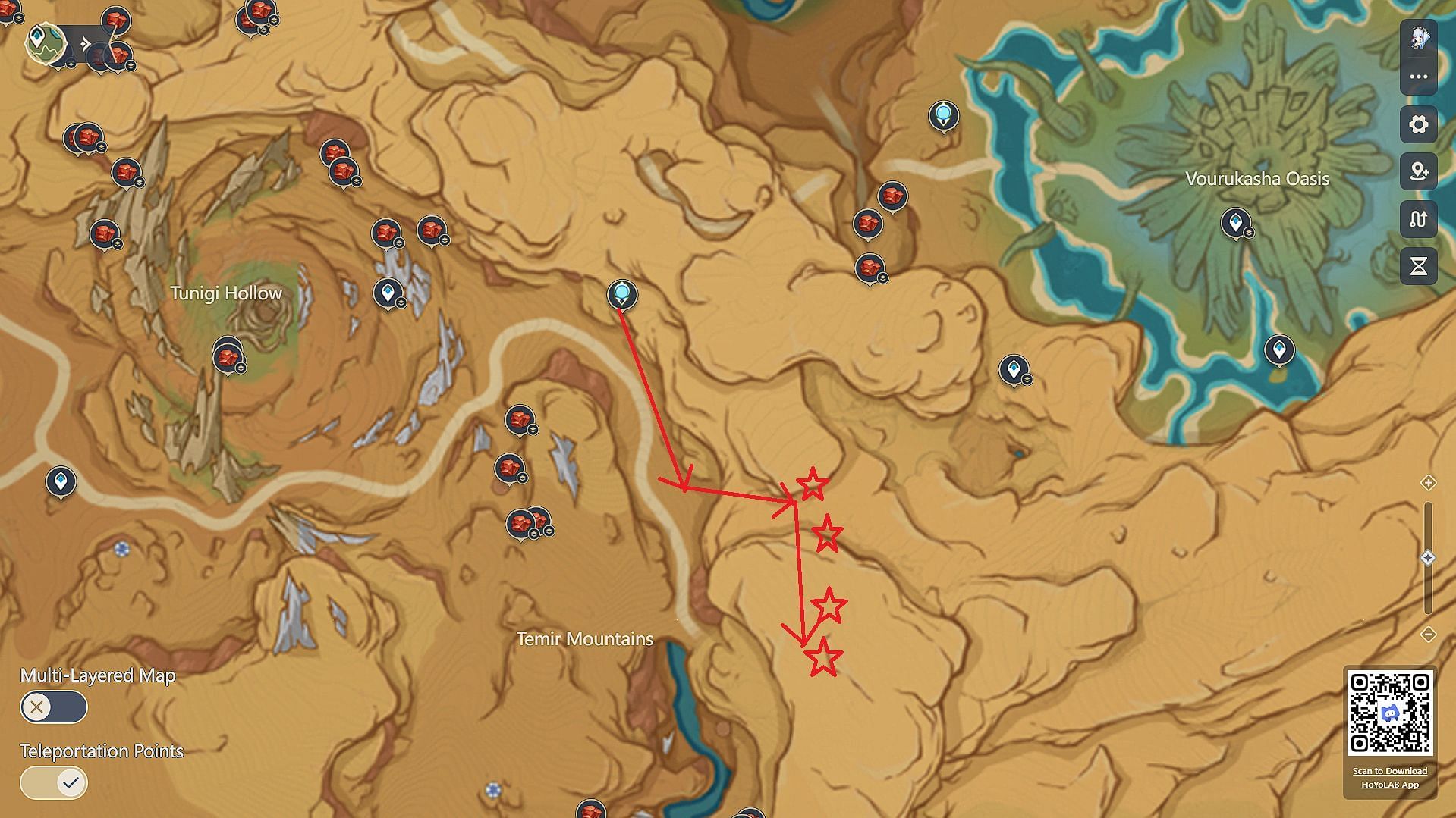 More spawns in Temir Mountains (Image via HoYoverse)