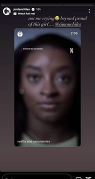 Jordan Chiles' Instagram story 2024 Core Hydration Classic