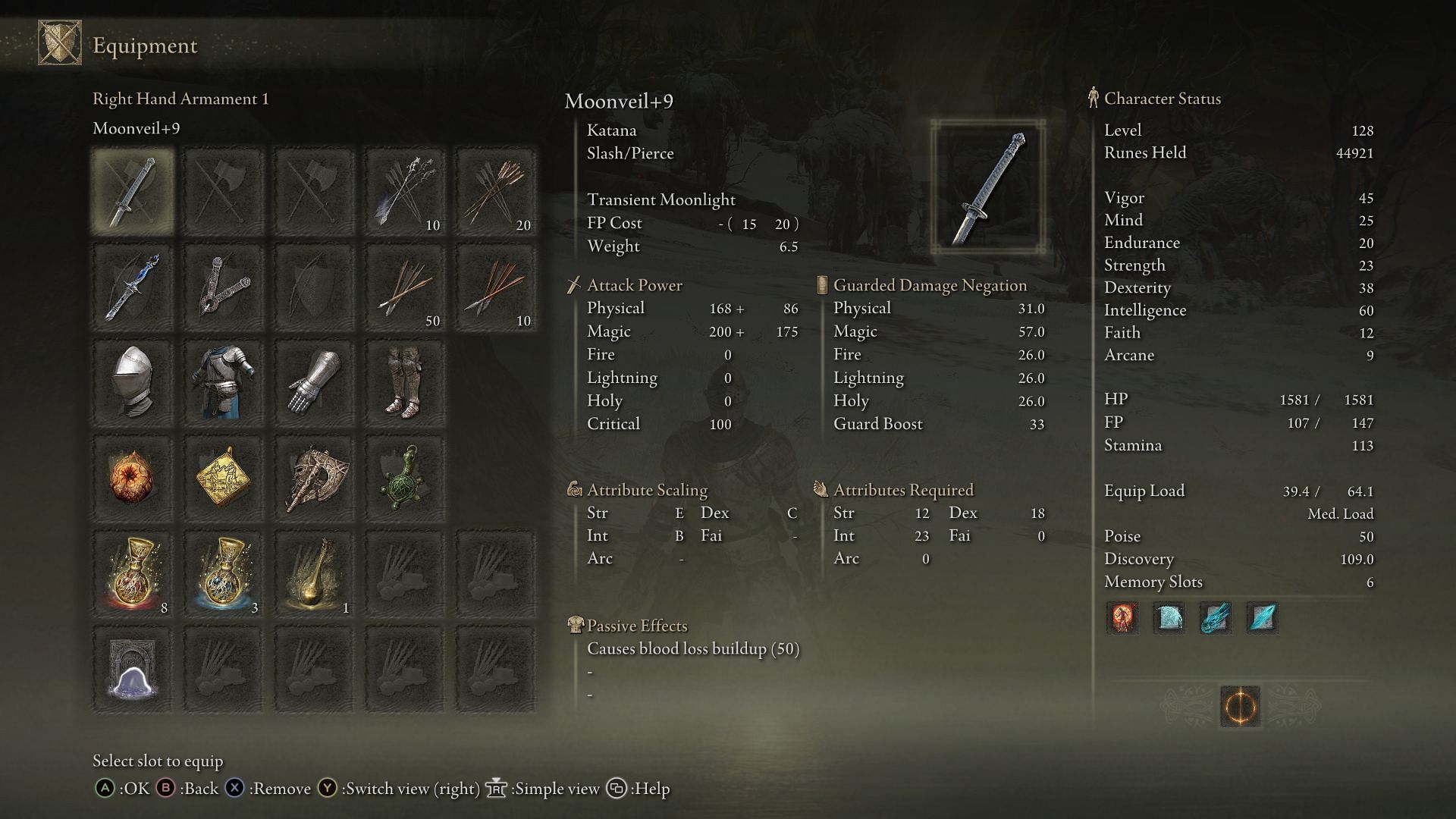 Make sure your Moonveil Katana is upgraded to the max (Image via FromSoftware)