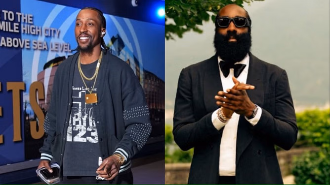 Watch: Kentavious Caldwell-Pope and James Harden enjoy downtime with family playing cornhole at picturesque Lake Como