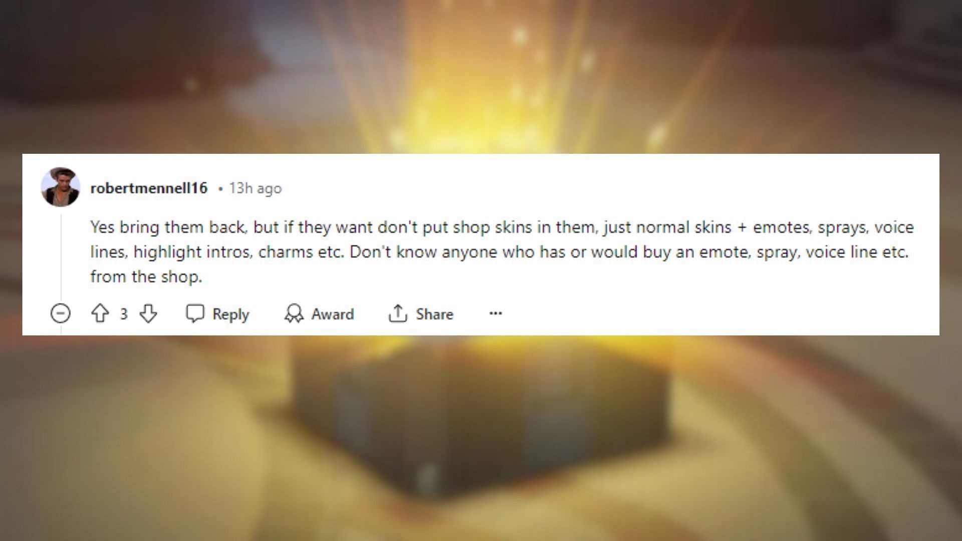 A fan commenting on the old Overwatch loot box System (Image via Reddit)