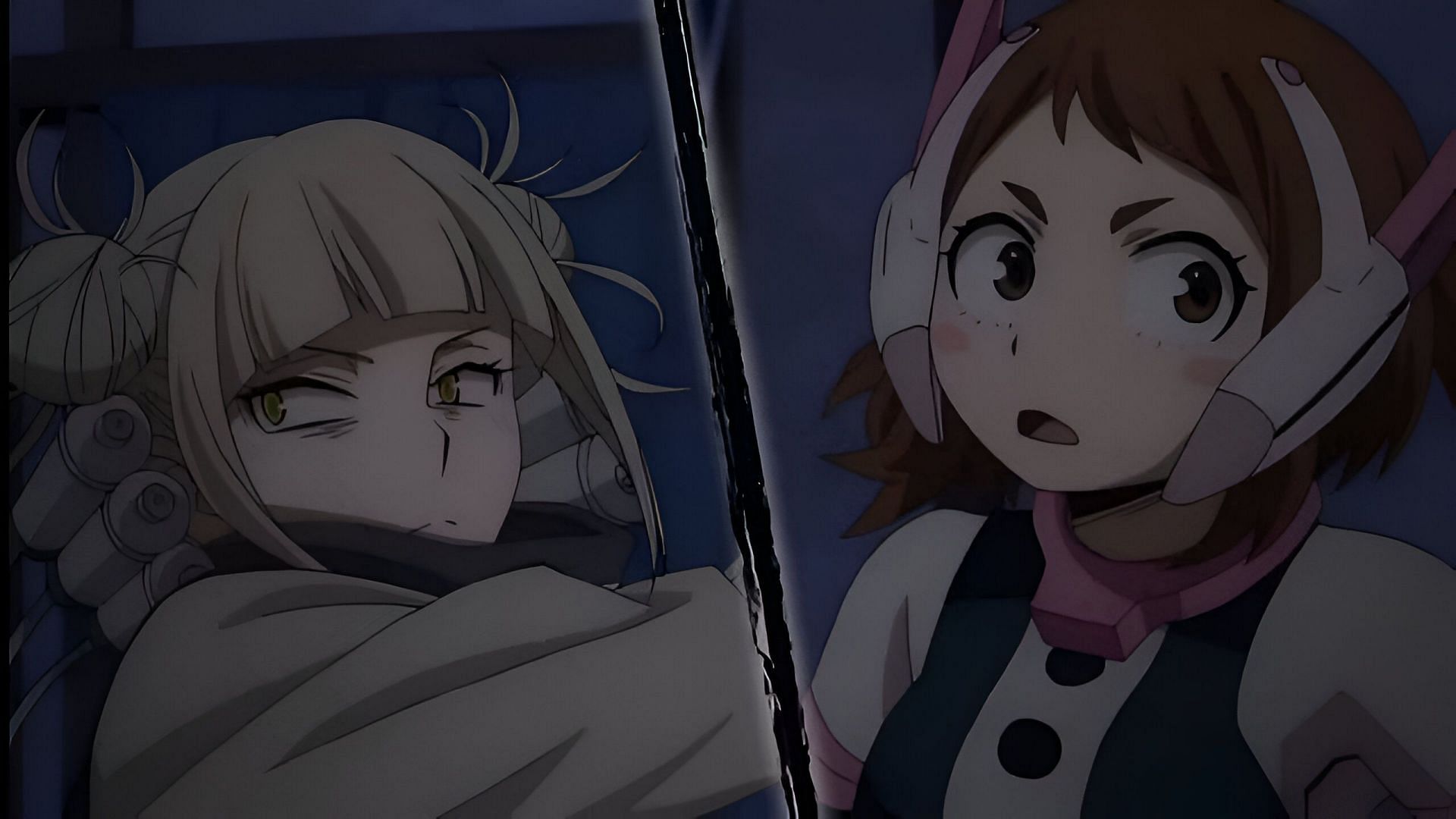 Toga (left) and Uraraka (right) as seen in the anime (Image via Bones)